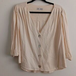 Zara Cream Button-Up Blouse